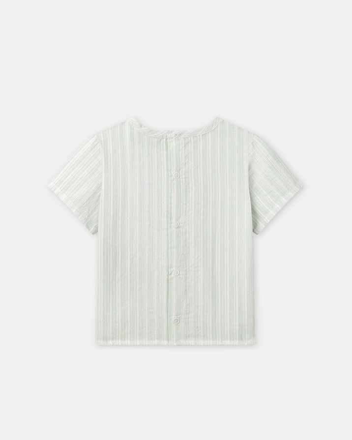 Chemise à rayures brodée amour Coloris vert Sergent Major