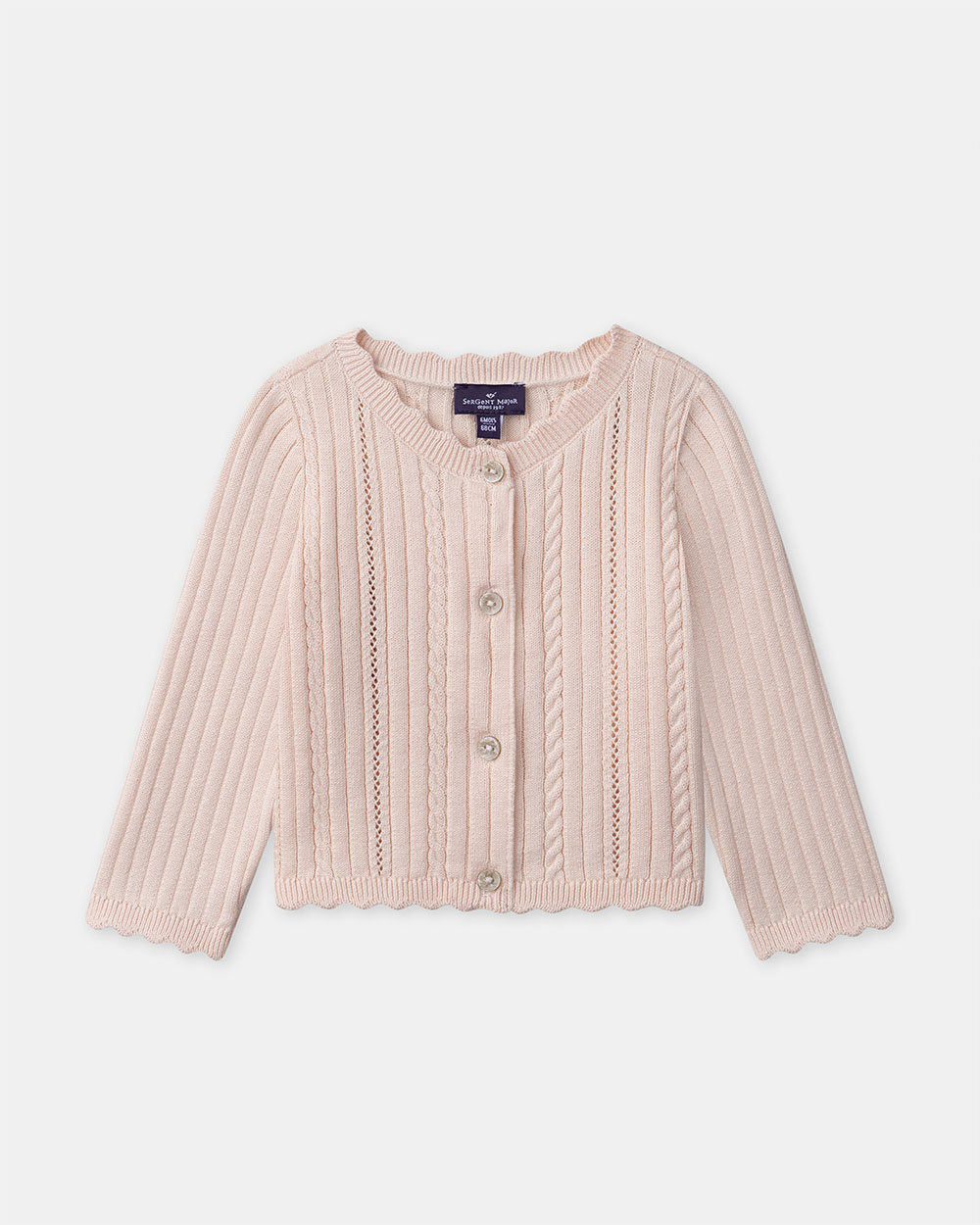 Cardigan en maille ajourée Coloris rose clair Sergent Major