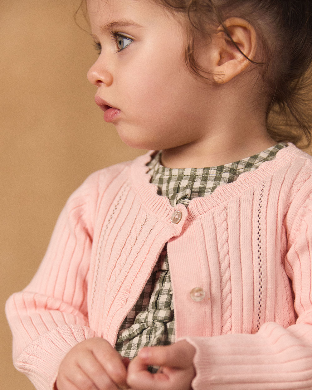 Cardigan en maille ajour&eacute;e Coloris rose clair  Sergent Major
