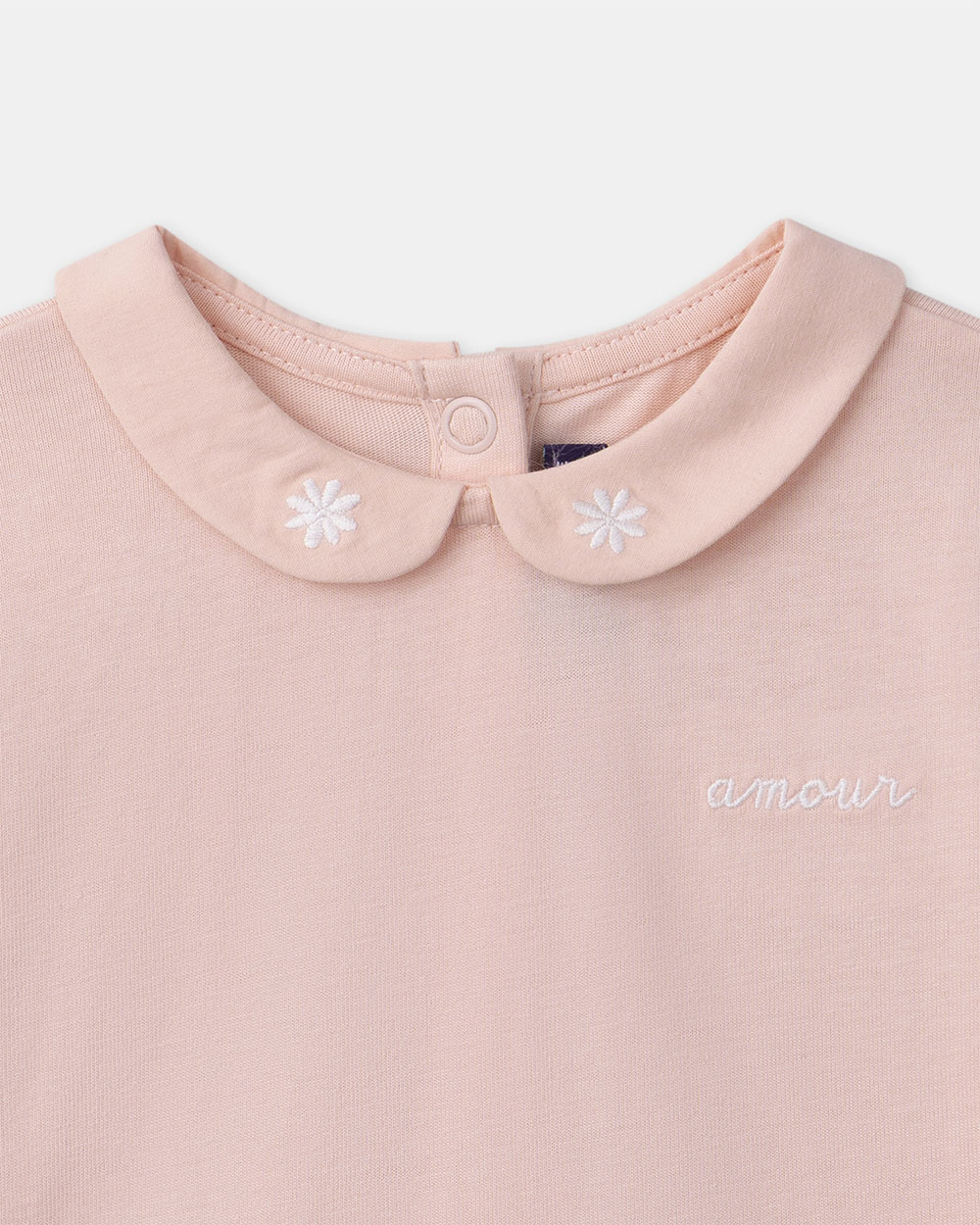 T-shirt &agrave; col brod&eacute; amour Coloris rose clair  Sergent Major