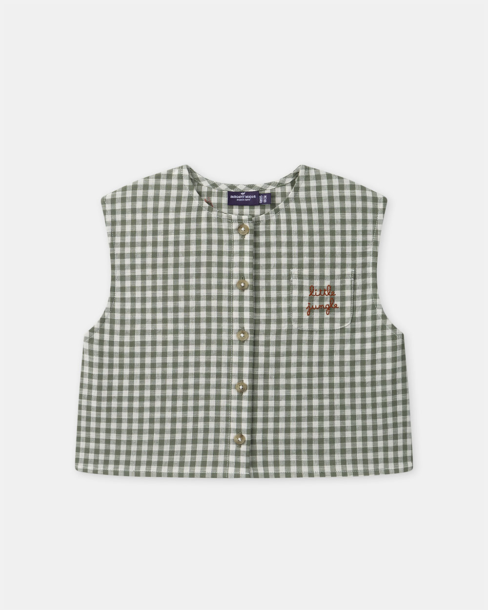 Ensemble d&eacute;bardeur et short vichy Coloris vert fonc&eacute;/ivoire  Sergent Major
