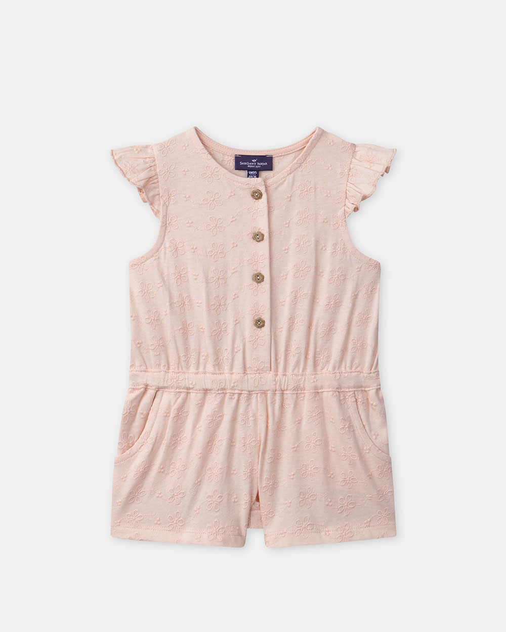 Combinaison courte à broderies fleuries Coloris rose clair Sergent Major