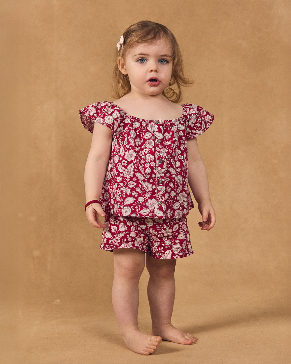 Ensemble blouse et short imprimé fleuri Coloris rose fuchsia Sergent Major