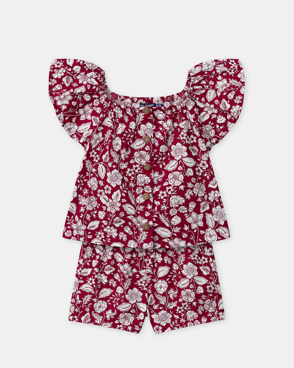 Ensemble blouse et short imprimé fleuri Coloris rose fuchsia Sergent Major