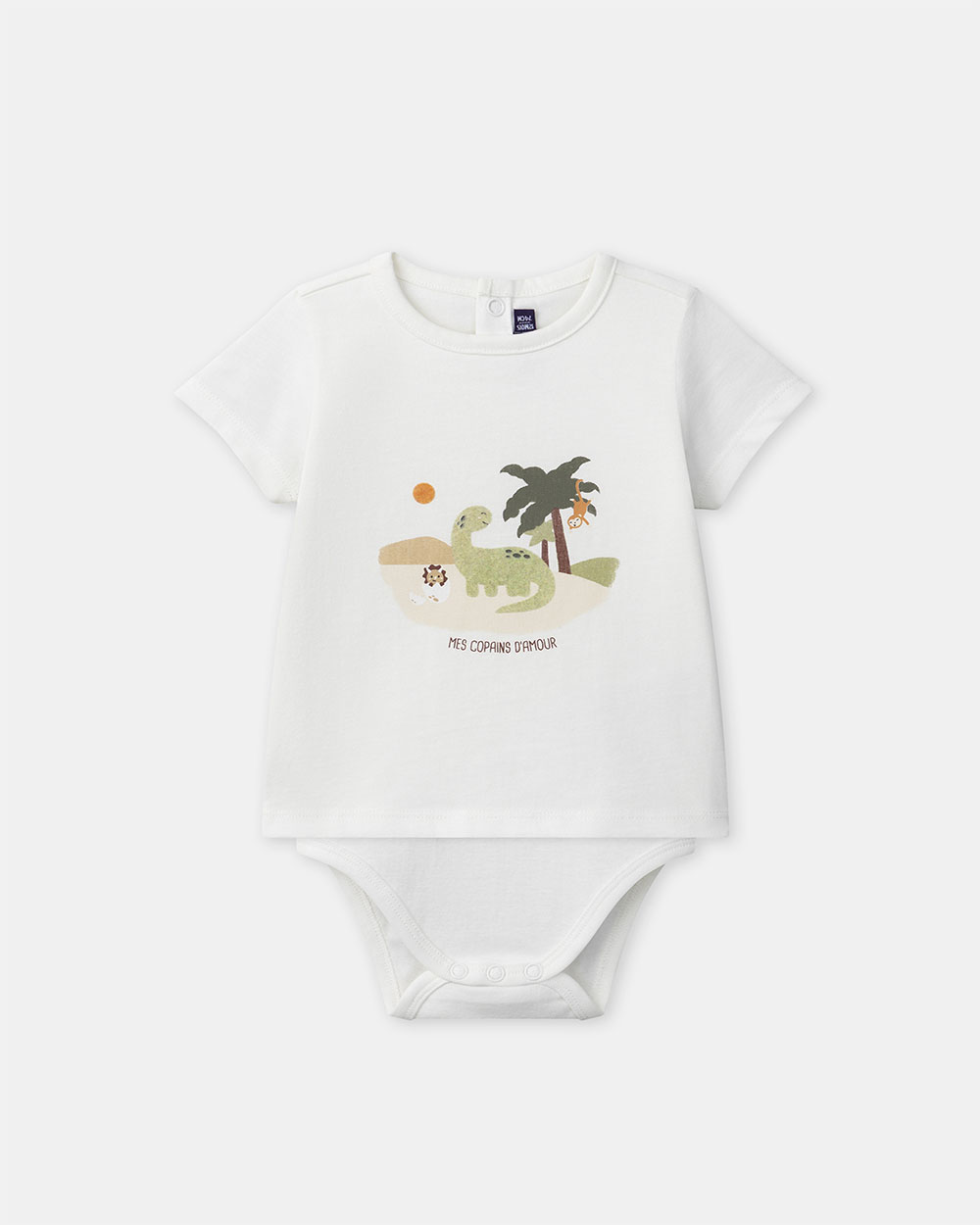 Body t-shirt dinosaures Coloris &eacute;cru  Sergent Major