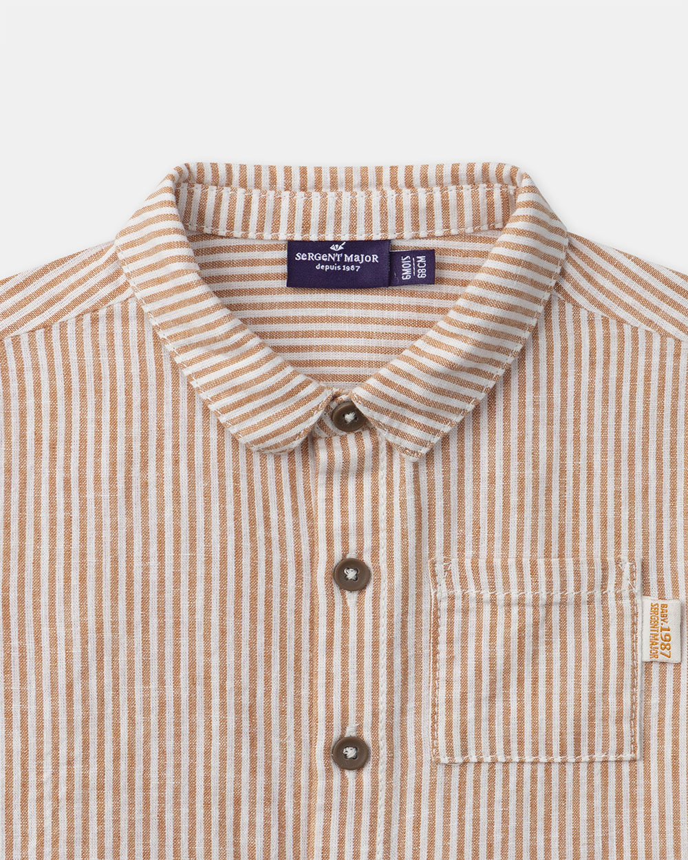 Chemise rayée à manches courtes Coloris orange Sergent Major