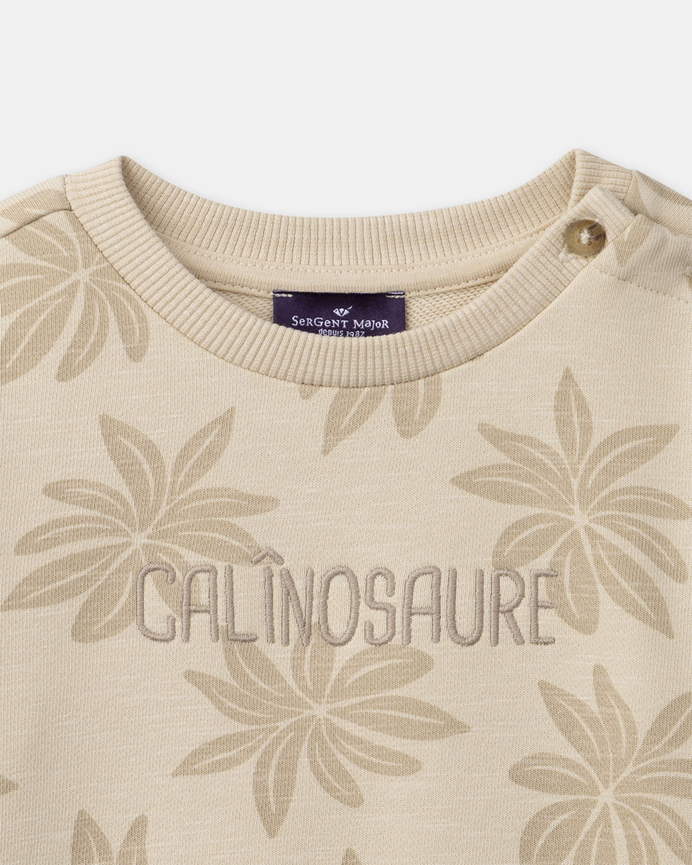 Sweat en molleton imprimé palmiers Coloris beige Sergent Major