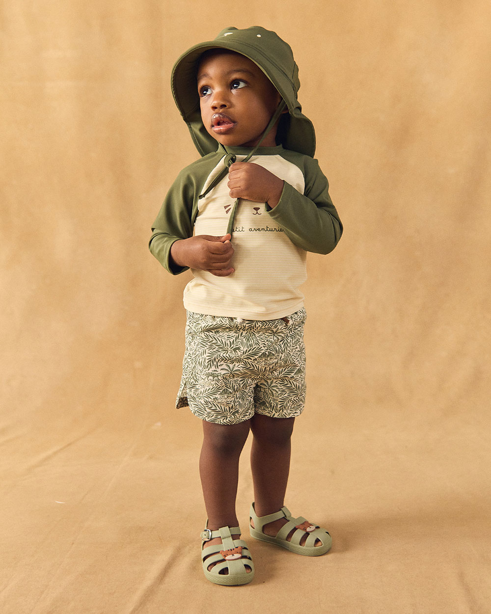 Short de bain imprim&eacute; jungle avec couche Coloris kaki  Sergent Major