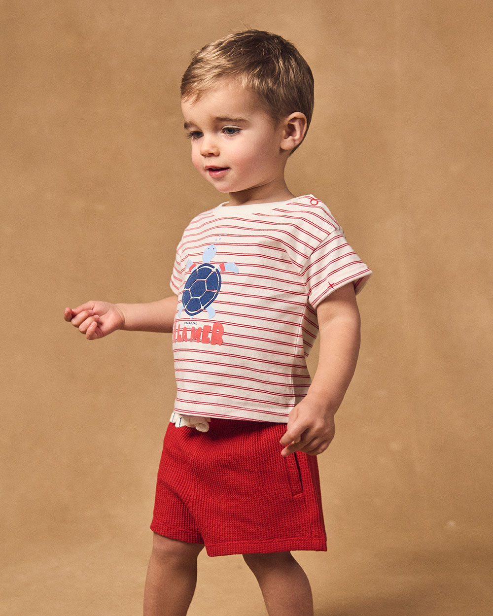 Ensemble t-shirt &agrave; rayures et short rouge Coloris rouge  Sergent Major
