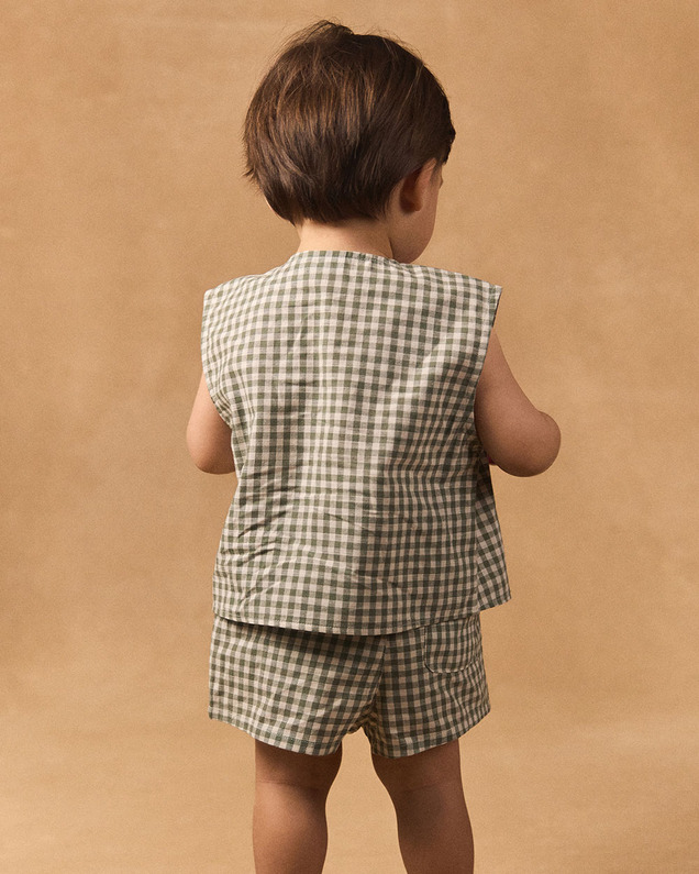 Ensemble débardeur et short vichy Coloris vert foncé/ivoire Sergent Major