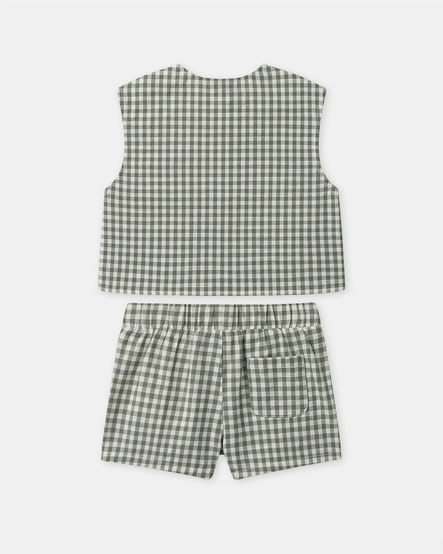 Ensemble débardeur et short vichy Coloris vert foncé/ivoire Sergent Major