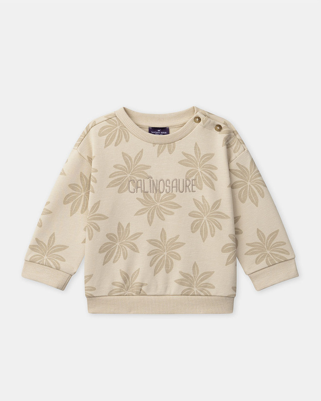 Sweat en molleton imprimé palmiers Coloris beige Sergent Major