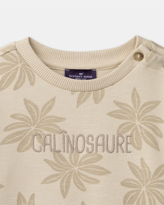 Sweat en molleton imprimé palmiers Coloris beige Sergent Major