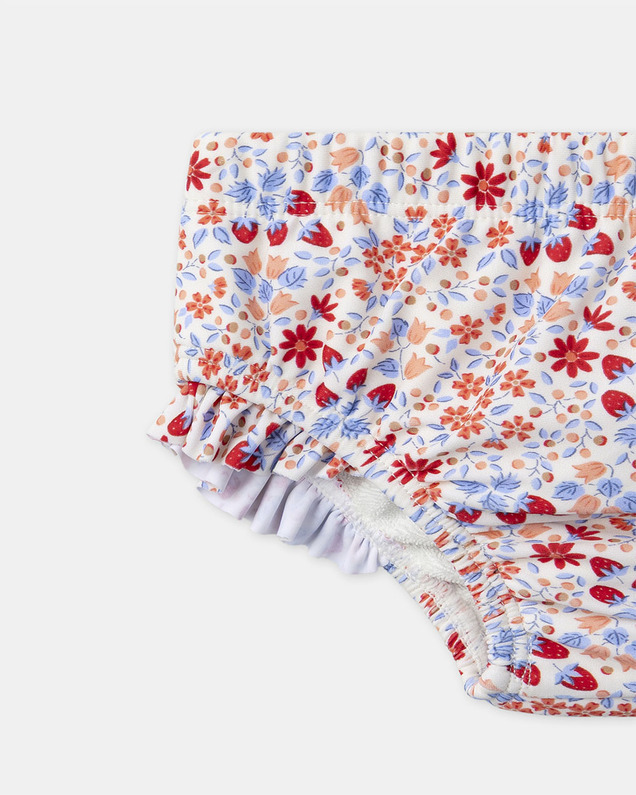 Couche de bain imprimé fraises et fleurs Coloris rouge Sergent Major