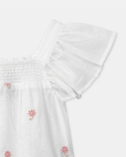 Blouse manches courtes &agrave; broderies fleurs Coloris &eacute;cru  Sergent Major