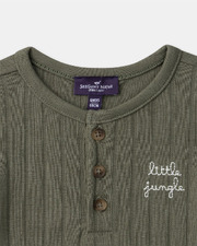 Body c&ocirc;tel&eacute; brod&eacute; little jungle Coloris vert  Sergent Major
