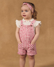 Salopette courte vichy &agrave; volants Coloris rose  Sergent Major