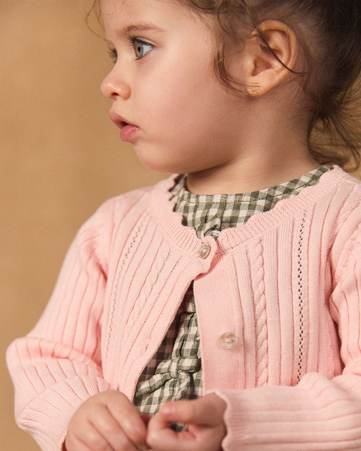 Cardigan en maille ajourée Coloris rose clair Sergent Major