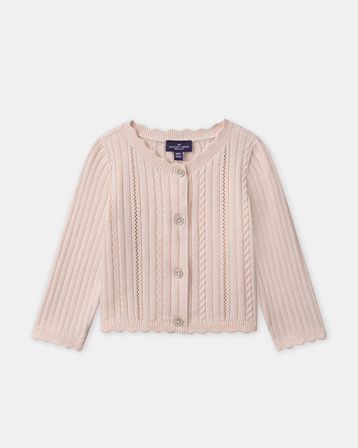 Cardigan en maille ajour&eacute;e Coloris rose clair  Sergent Major