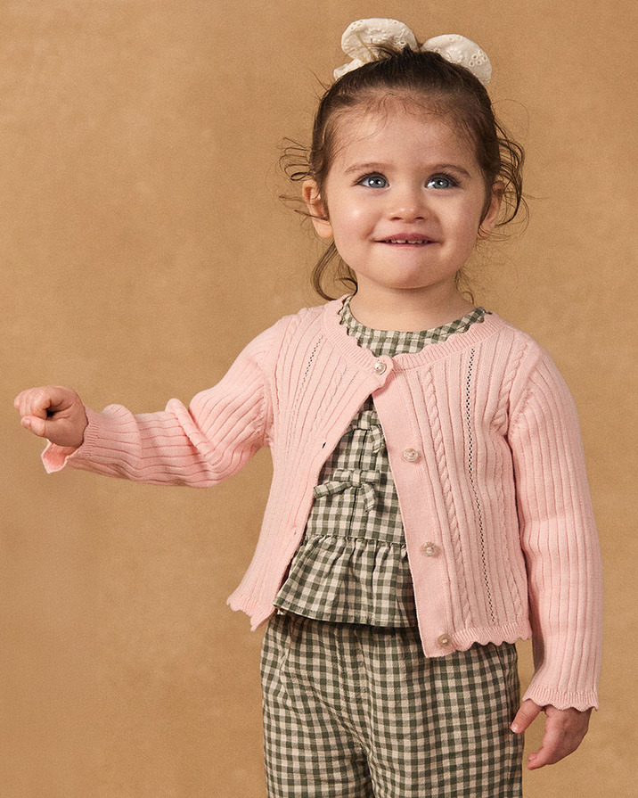 Cardigan en maille ajour&eacute;e Coloris rose clair  Sergent Major