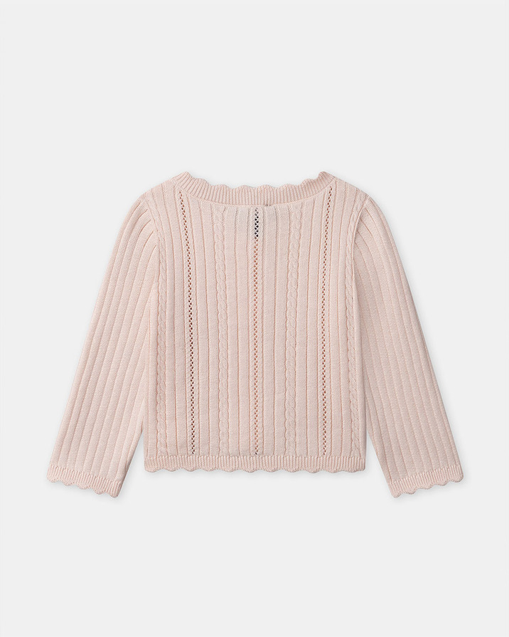 Cardigan en maille ajour&eacute;e Coloris rose clair  Sergent Major