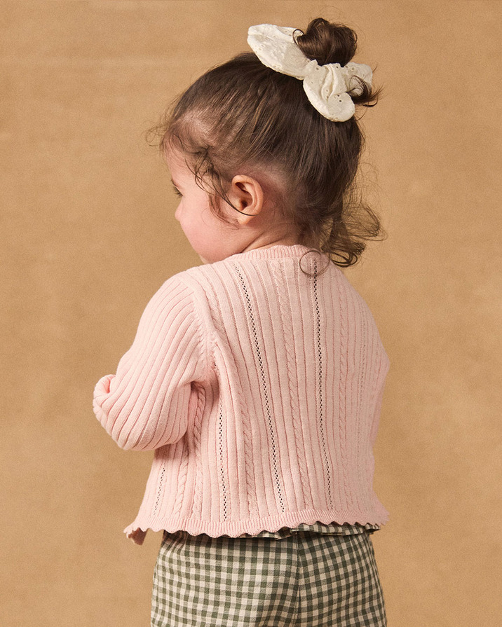 Cardigan en maille ajour&eacute;e Coloris rose clair  Sergent Major