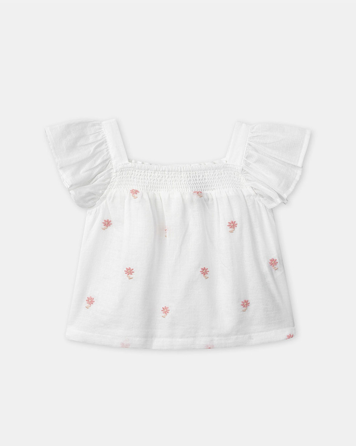 Blouse manches courtes &agrave; broderies fleurs Coloris &eacute;cru  Sergent Major