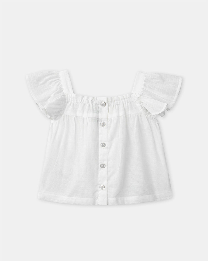 Blouse manches courtes &agrave; broderies fleurs Coloris &eacute;cru  Sergent Major