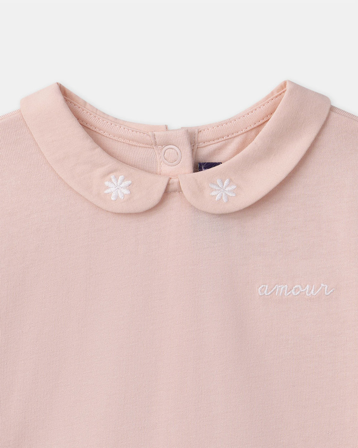 T-shirt à col brodé amour Coloris rose clair Sergent Major