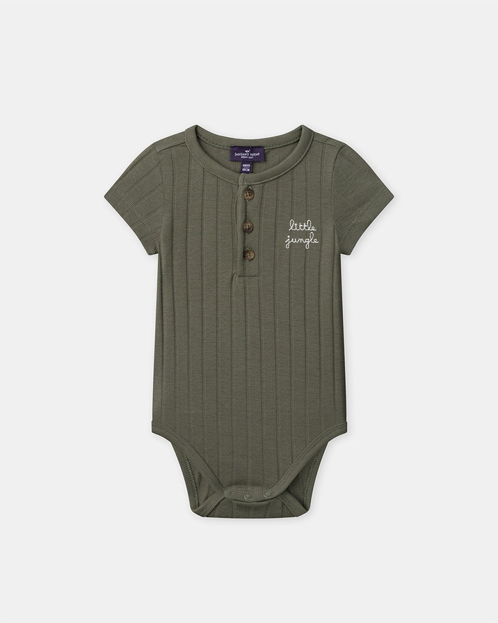 Body c&ocirc;tel&eacute; brod&eacute; little jungle Coloris vert  Sergent Major