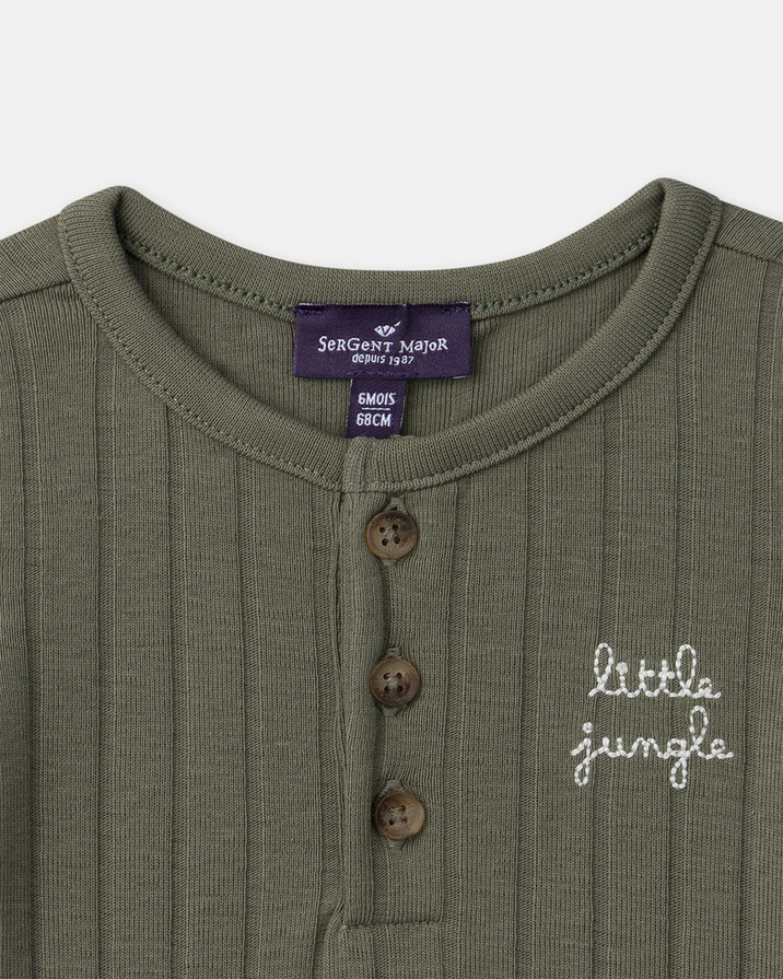 Body c&ocirc;tel&eacute; brod&eacute; little jungle Coloris vert  Sergent Major