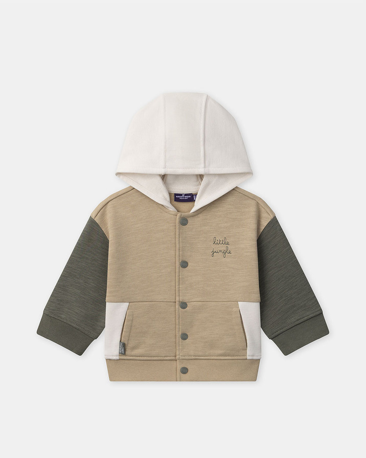 Vertbaudet Gilet Zippé Bébé Garçon à Capuche Cannelle 6M - 67CM - Molleton Doux Et Chaud