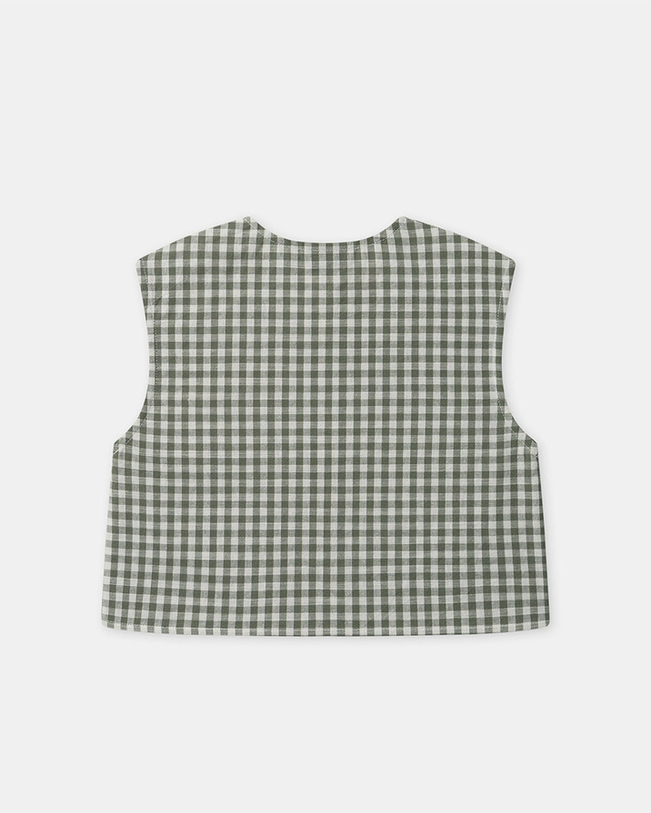Ensemble d&eacute;bardeur et short vichy Coloris vert fonc&eacute;/ivoire  Sergent Major