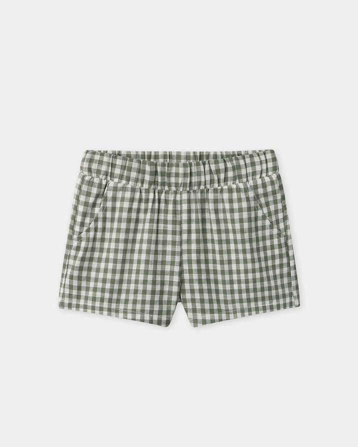Ensemble d&eacute;bardeur et short vichy Coloris vert fonc&eacute;/ivoire  Sergent Major