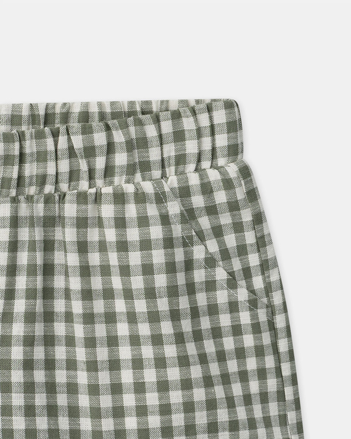Ensemble d&eacute;bardeur et short vichy Coloris vert fonc&eacute;/ivoire  Sergent Major