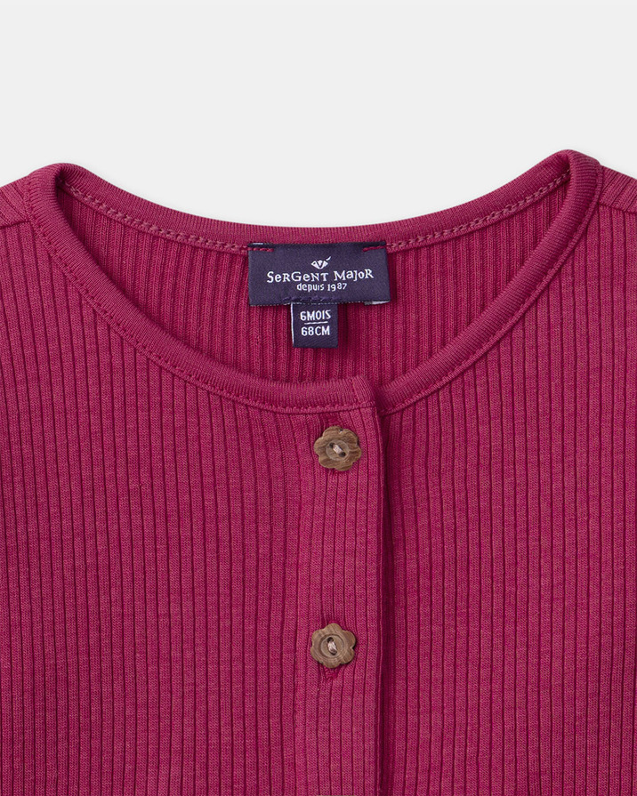 Cardigan en maille c&ocirc;tel&eacute;e Coloris rose fuchsia  Sergent Major