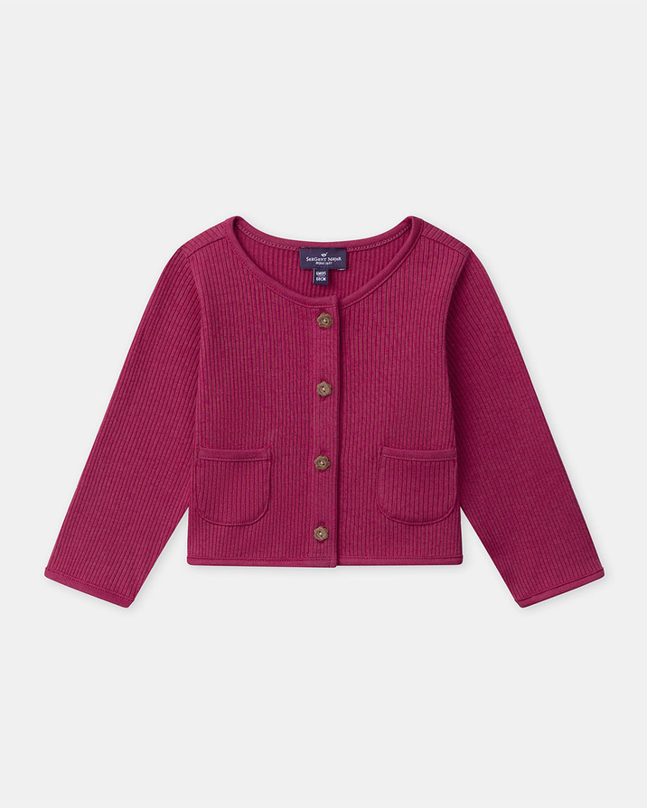 Cardigan en maille c&ocirc;tel&eacute;e Coloris rose fuchsia  Sergent Major
