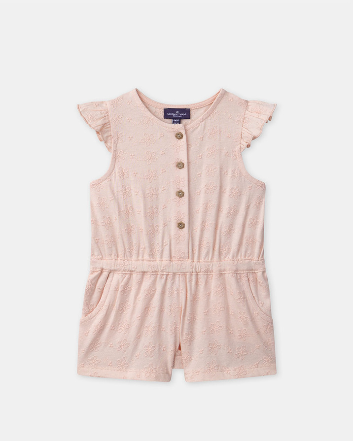 Combinaison courte à broderies fleuries Coloris rose clair Sergent Major