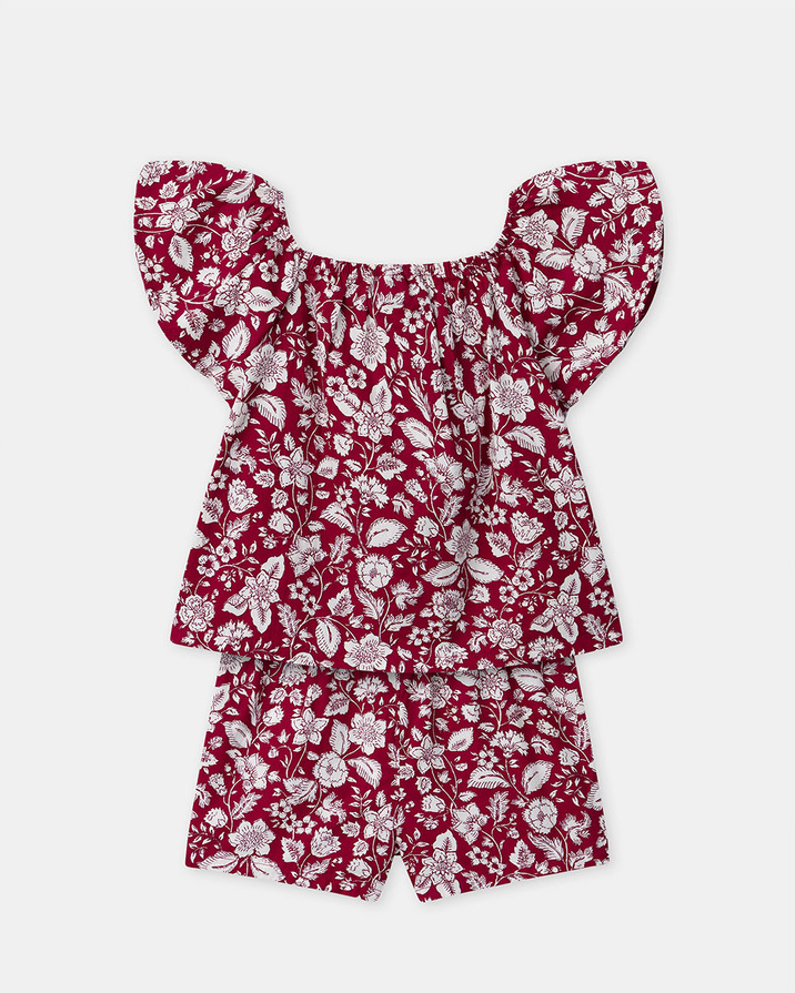 Ensemble blouse et short imprimé fleuri Coloris rose fuchsia Sergent Major