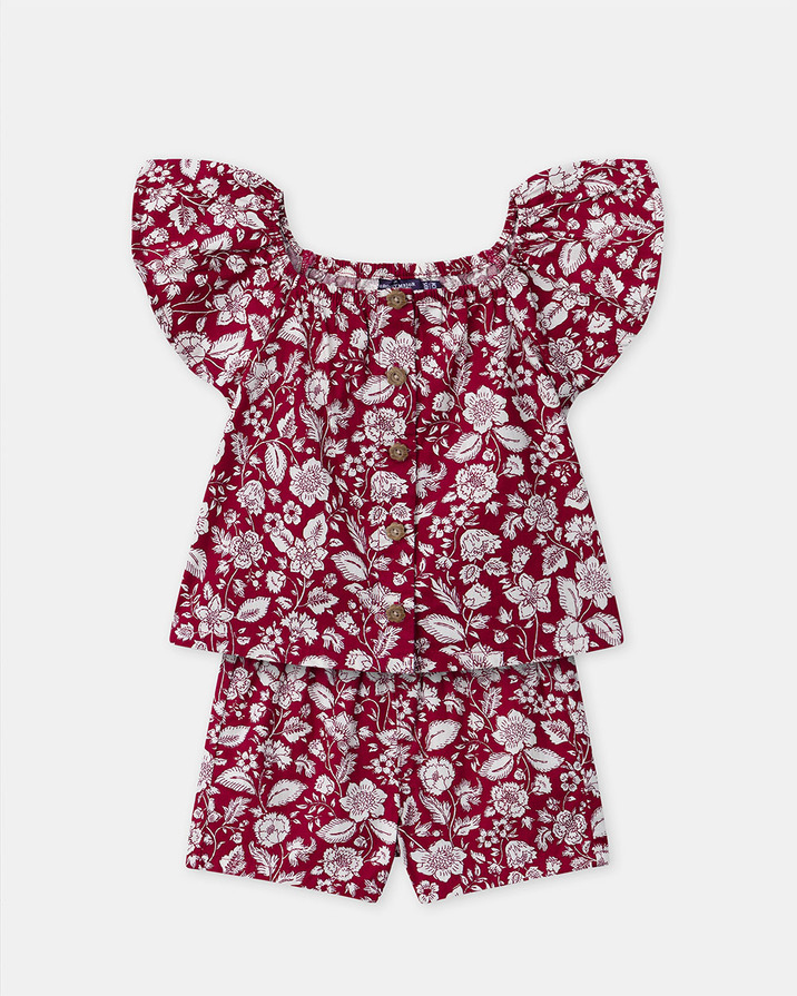 Ensemble blouse et short imprimé fleuri Coloris rose fuchsia Sergent Major