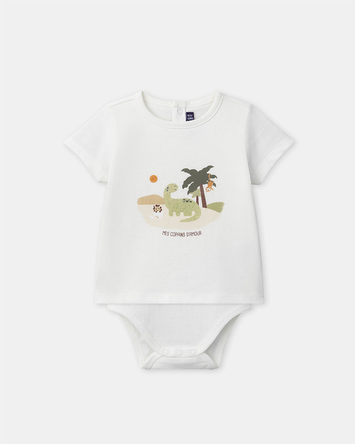 Body t-shirt dinosaures Coloris &eacute;cru  Sergent Major