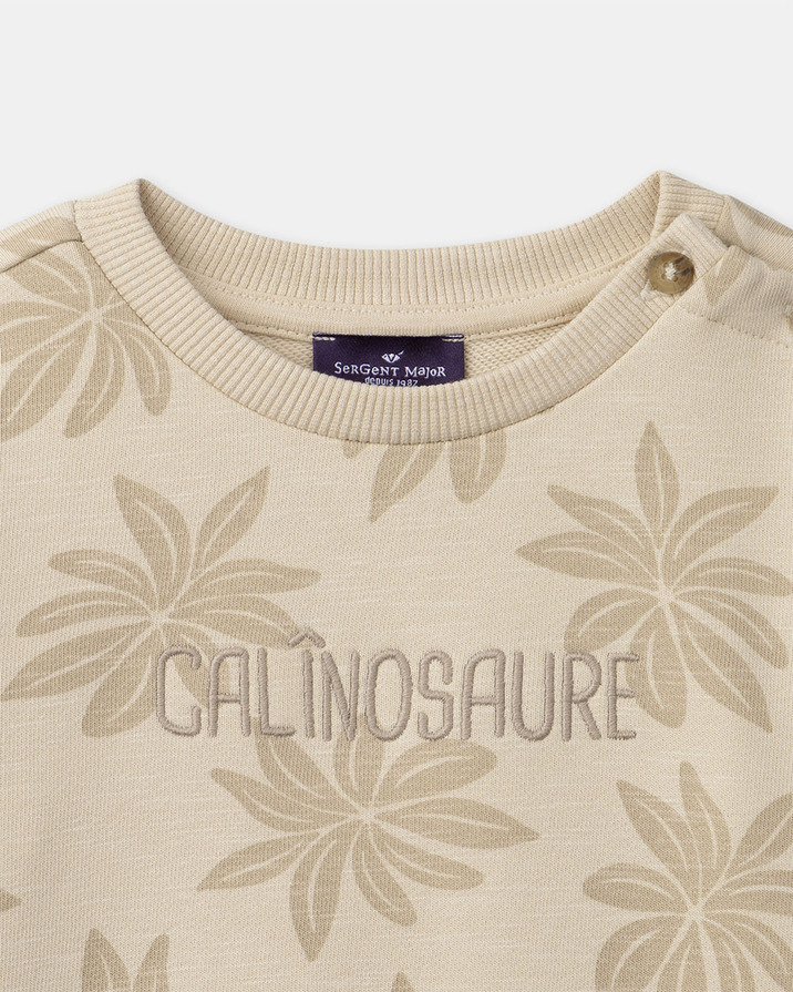 Sweat en molleton imprimé palmiers Coloris beige Sergent Major
