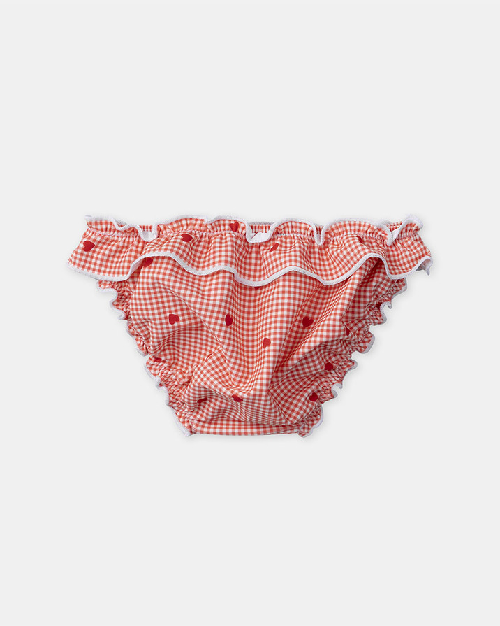 Culotte de bain imprim&eacute; carreaux et c&oelig;urs Coloris rouge  Sergent Major