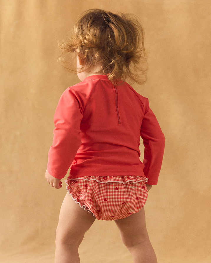 Culotte de bain imprim&eacute; carreaux et c&oelig;urs Coloris rouge  Sergent Major