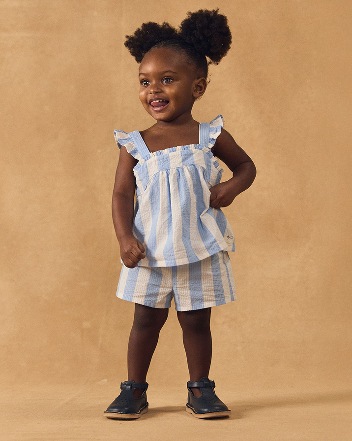 Ensemble d&eacute;bardeur et short &agrave; rayures Coloris bleu  Sergent Major