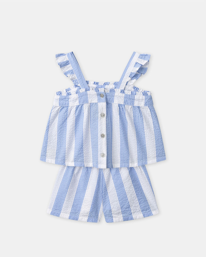 Ensemble d&eacute;bardeur et short &agrave; rayures Coloris bleu  Sergent Major