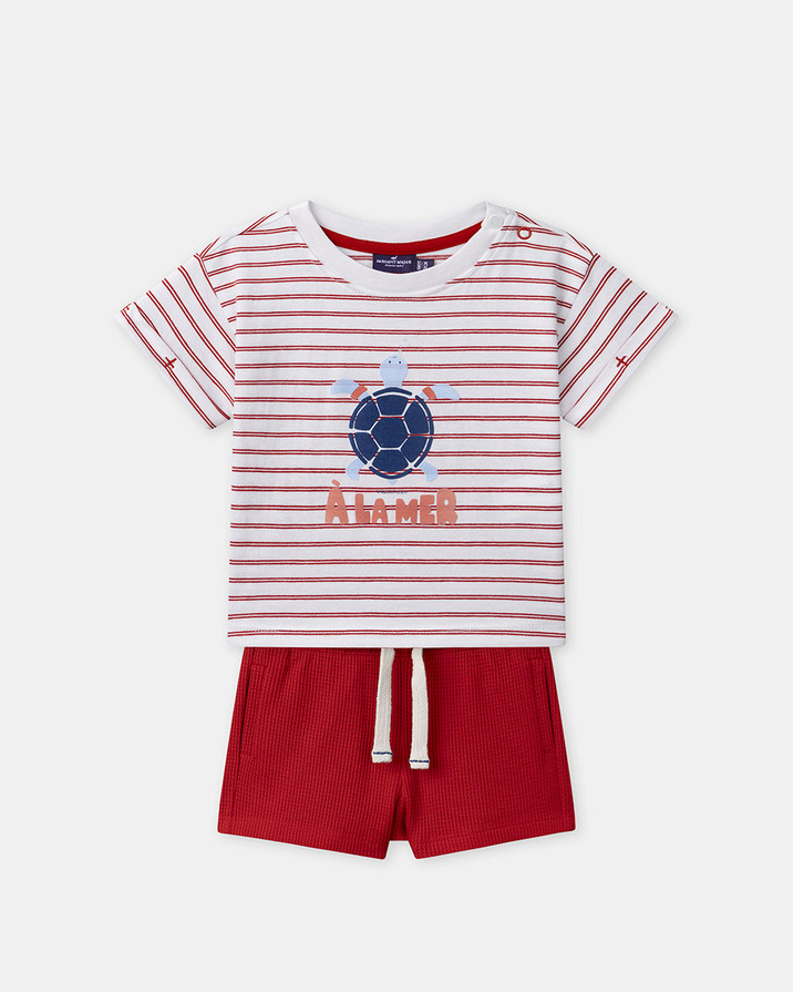 Ensemble t-shirt à rayures et short rouge Coloris rouge Sergent Major
