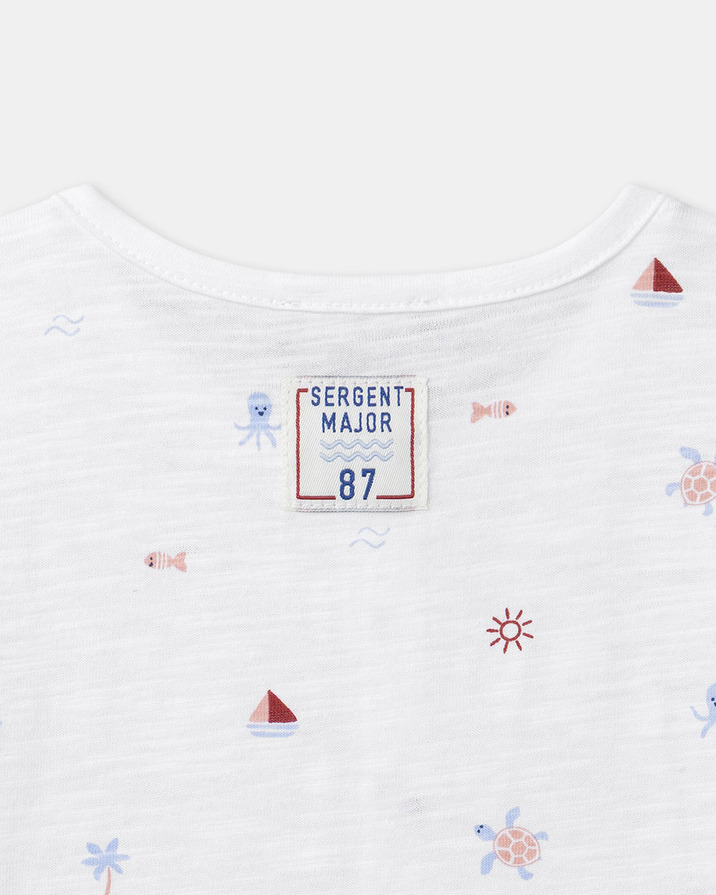 T-shirt imprimé marin et animaux Coloris écru Sergent Major