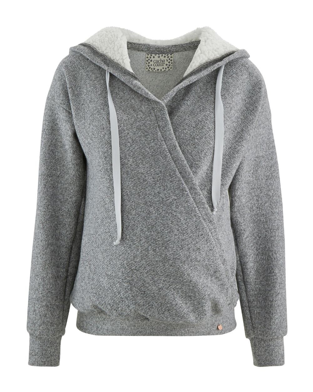 Sweat à capuche de grossesse Coloris gris Cache coeur