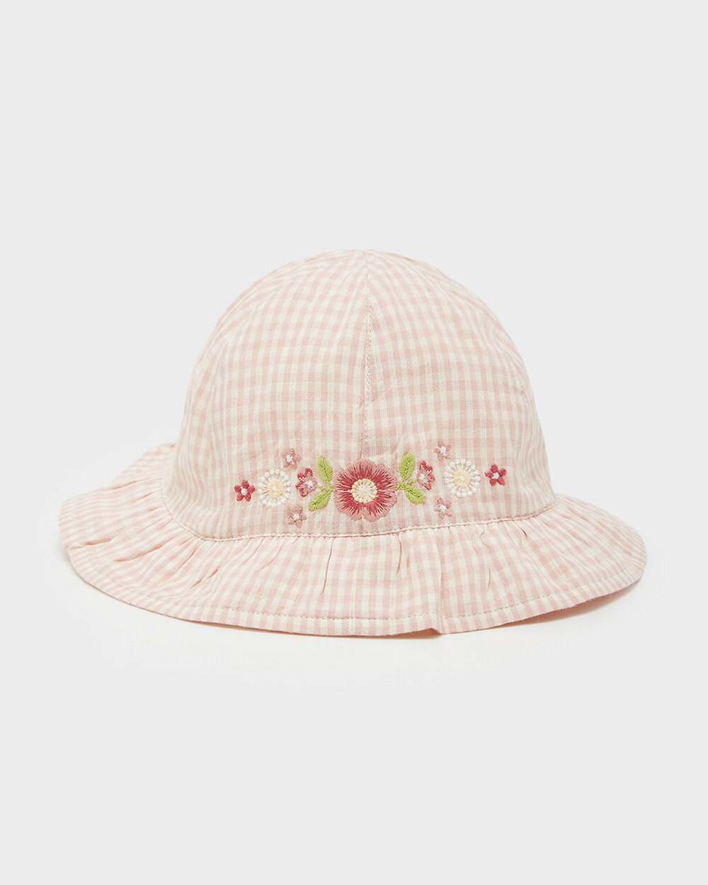 Chapeau en vichy brodé Coloris craie Natalys
